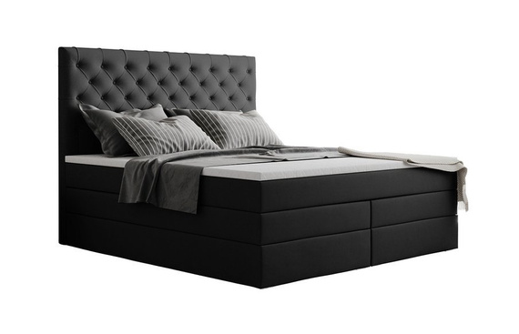Łóżko pikowane York 90x200 bonel/pocket czarne