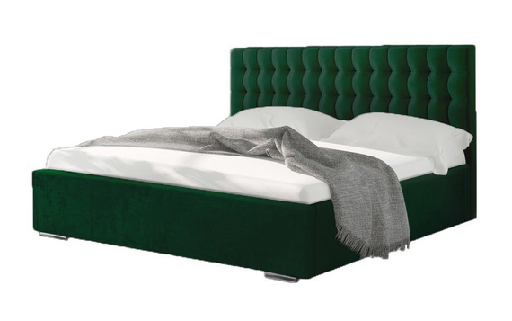 Pikowane łóżko do sypialni 200x200 zielone Vanilla