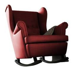 Fotel bujany uszak 4 guziki pikowany czerwony (Amor Velvet 4306)