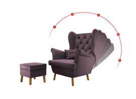 Fotel Uszak Pudrowy Róż Regulowany z podnóżkiem 2w1 Classic Amor Velvet 4308