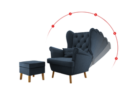 Fotel Uszak Babyblue Regulowany z podnóżkiem 2w1 Classic