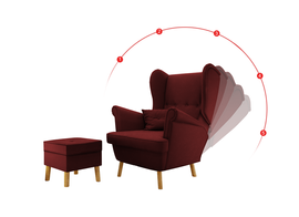 Fotel Uszak Red Czerwony Regulowany z podnóżkiem 2w1 Classic 4 Guziki