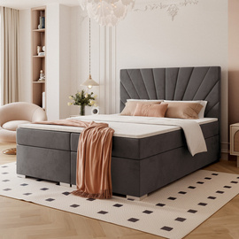 Szare łóżko tapicerowane do sypialni OASIS 120x200 cm z materacem bonellowym i topperem