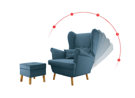 Fotel Uszak Babyblue Regulowany z podnóżkiem 2w1 Classic 4 Guziki Samoa 08