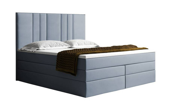 Bardzo wysokie łóżko 180x200 pocket/bonel jasnoszare Luton
