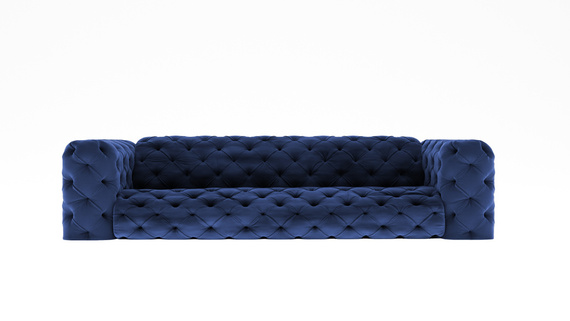 Granatowa pikowana sofa czterosobowa chesterfield elegancki styl i wysoka jakość - Royal