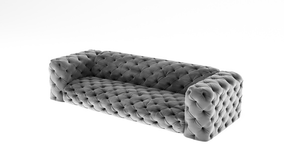 Jasnoszara pikowana sofa czterosobowa chesterfield elegancki styl i wysoka jakość - Royal