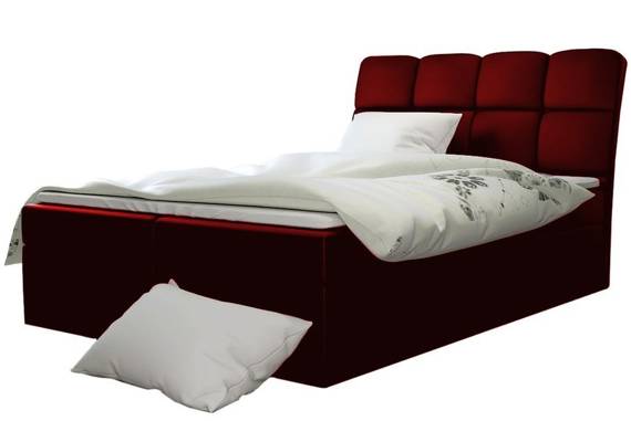 Łóżko kontynentalne z pojemnikiem 120x200 czerwone Kobe