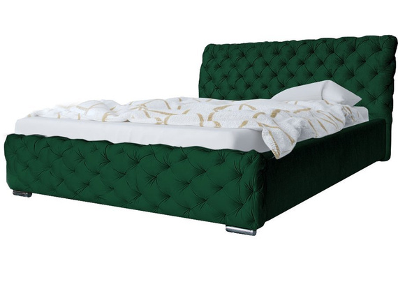 Łóżko tapicerowane glamour 160x200 zielone Major