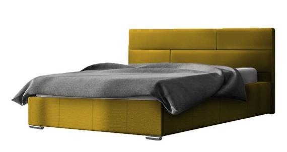 Łóżko tapicerowane z pojemnikiem 120x200 żółte Arto