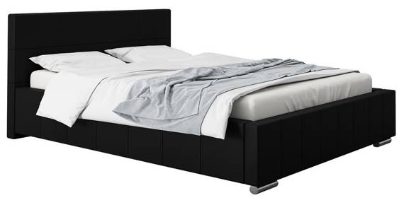 Łóżko tapicerowane z pojemnikiem 200x200 czarne Victor