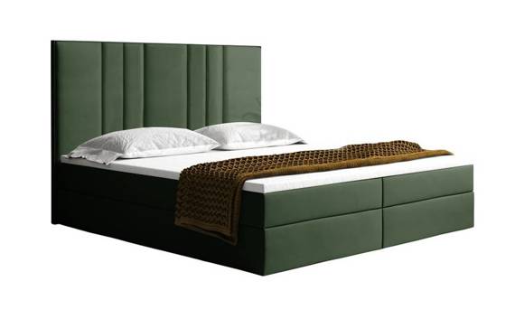 Łóżko z pojemnikiem otwierane na boki 140x200 zielone Luton