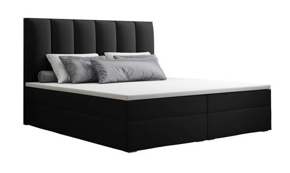 Łóżko z tapicerowanym zagłówkiem Hamptons 200x200 czarne
