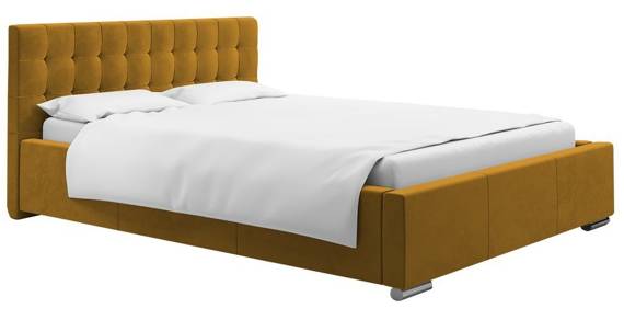 Łóżko z zagłówkiem i pojemnikiem 120x200 żółte Doris