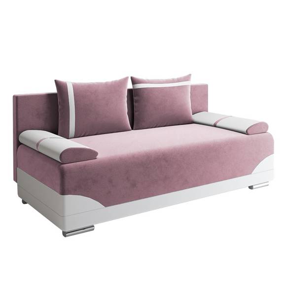 Mała sofa różowo-biała Enna