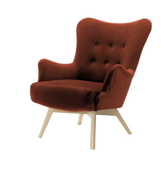 Nowoczesny fotel Club crimson drewniane nóżki