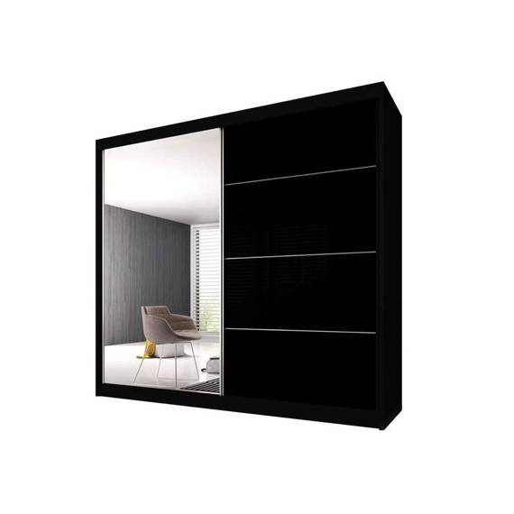 Szafa do sypialni z lustrem Max 31 czarna 183 cm